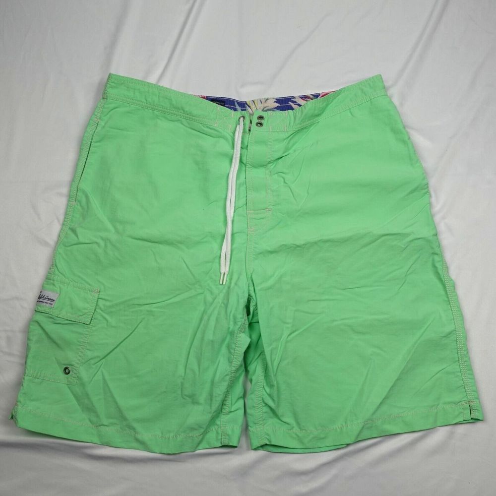 Ralph Lauren Swim Trunks Men's XL Green Drawstring Cargo Pockets Swimwear